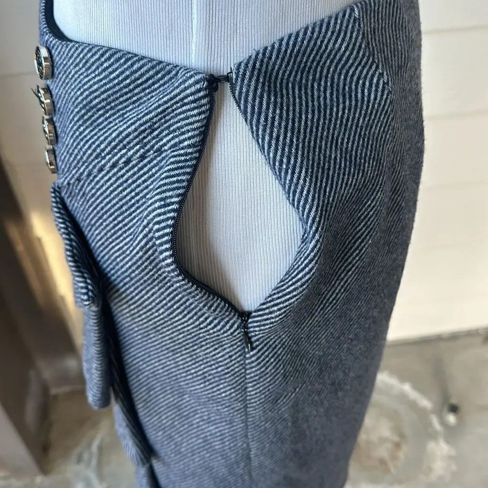 Eva Franca French Designer Wool Pinstripe Skirt